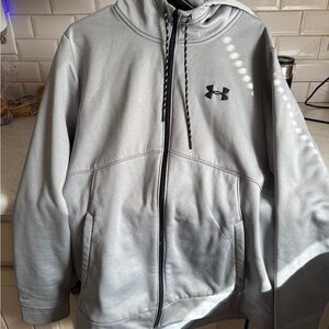 Under Armour Light Gray Full-Zip Hoodie with Black Logo